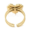 Ion Plating(IP) 304 Stainless Steel Enamel Heart Cuff Finger Rings RJEW-L107-078B-G-3