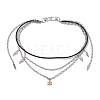 Summer 304 Stainless Steel Figaro Chain & Braided Leather Cord Chain Belts NJEW-C00034-1