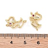 Rack Plating Brass Pave Cubic Zirconia Puppy Dog Links Connector Charms KK-Z064-42G-3