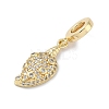 Brass Micro Pave Clear Cubic Zirconia Sea Animals European Dangle Charms KK-Z143-02G-03-2
