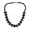 Natural Tiger Eye Round & Cone Beaded Necklaces NJEW-N064-03D-1