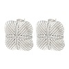 Rack Plating Brass Micro Pave Cubic Zirconia Square Stud Earrings EJEW-H117-05P-1