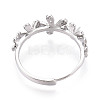 Flower Brass Micro Pave Clear Cubic Zirconia Adjustable Ring Settings KK-T076-57P-3
