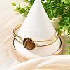 Natural Mixed Stone Flat Round 304 Stainless Steel Cuff Bangles for Women BJEW-JB14352-01-2