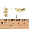 Oval Brass Micro Pave Clear Cubic Zirconia Stud Earring Findings KK-C107-07G-3