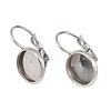Tarnish Resistant Flat Round Tray Smooth Surface 304 Stainless Steel Leverback Earring Findings STAS-R065-65-3