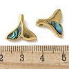 Fishtail Shape 304 Stainless Steel Natural Paua Shell/White Shell Charms Ion Plating(IP) STAS-U037-07G-01-3