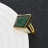 Rhombus Natural Green Aventurine Finger Rings RJEW-B113-01G-03-2