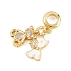 Brass Pave Clear Cubic Zirconia Animal European Dangle Charms KK-H273-53G-03-2