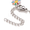 Enamel Daisy Link Chains Bracelet BJEW-P271-01P-02-4