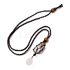 Natural Quartz Crystal Macrame Pouch Pendant Nylon Cord Adjustable Necklaces NJEW-JN05345-01-4