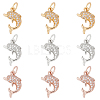 9Pcs 3 Colors Brass Micro Pave Cubic Zirconia Charms ZIRC-BBC0001-34-1