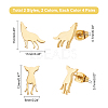 16 Pairs 4 Style Deer & Wolf 304 Stainless Steel Stud Earrings for Women EJEW-DC0001-20-4
