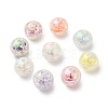 UV Plating Transparent Crackle Acrylic Beads MACR-K351-04-1