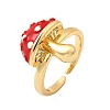 Brass Enemel Adjustable Open Cuff Rings for Women RJEW-I111-10G-03-4