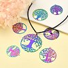 14Pcs 7 Styles Ion Plating(IP) 201 Stainless Steel Filigree Pendants STAS-SZ0002-34-5