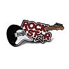 Rock Theme Electric Guitar with Word Rock Star Enamel Pins JEWB-D310-04EB-03-1