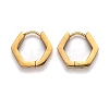 304 Stainless Steel Hexagon Huggie Hoop Earrings STAS-J033-03A-G-2