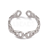 304 Stainless Steel Hollow Teardrop Clasp Shape Open Cuff Rings for Women RJEW-G285-33P-2