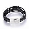 Leather Cord Multi-strand Bracelets BJEW-K141-10-1