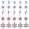  25Pcs 5 Styles Rainbow Color Alloy Pendants PALLOY-NB0002-07-RS-1