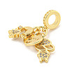 Rack Plating Brass Micro Pave Cubic Zirconia European Dangle Charms KK-P270-02D-G-2