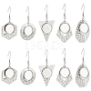 Beebeecraft 20Pcs 5 Style Hexagon & Teardrop & Flat Round & Polygon 304 Stainless Steel Dangle Earring Settings FIND-BBC0002-50-1