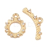 Brass Micro Pave Clear Cubic Zirconia Toggle Clasps KK-K407-36G-2