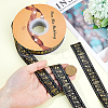 50 Yards Gold Stamping Musical Note Polyester Printed Ribbon OCOR-WH0091-34A-3