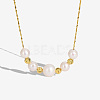 925 Sterling Silver & Baroque Natural Freshwater Keshi Pearl Round Graduated Beaded Necklaces FS-WG72E9B-02-3