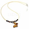 Natural Tiger Eye Alloy Butterfly Pendant Glass Seed Beaded Necklaces for Women TG9550-6-1