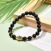 Natural Black Onyx Beads Stretch Bracelet for Men Women BJEW-JB06884-2