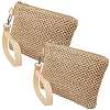 2Pcs Straw Plaited Cosmetic Zipper Bags AJEW-CN0006-36A-1