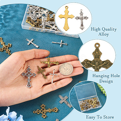 50Pcs 10 Style Tibetan Style Alloy Pendants FIND-TA0006-67-1