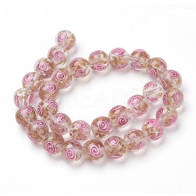 Handmade Gold Sand Lampwork Beads Strands LAMP-L072-G10-1