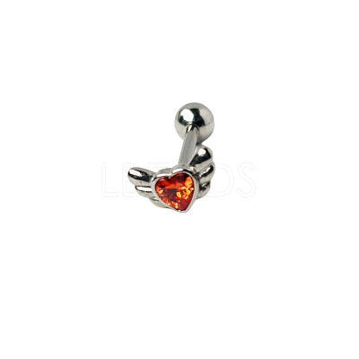 Angel Wing Heart 316L Surgical Stainless Steel Pave Cubic Zirconia Tongue Rings FS-WG901EE-15-1