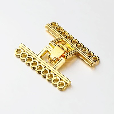 9 Strands Alloy and Brass Fold Over Clasps X-PALLOY-N0112-04G-1