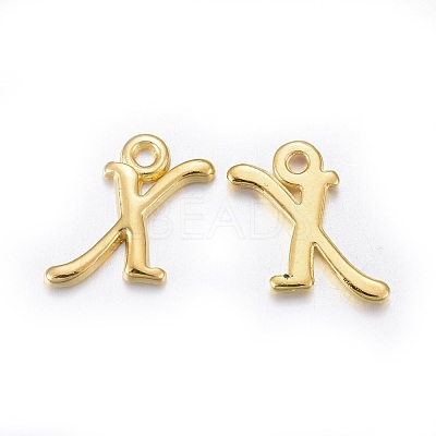 Golden Plated Alloy Letter Pendants PALLOY-J718-01G-X-1