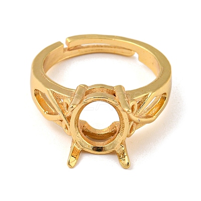 Adjustable Brass Solitaire Ring Settings KK-WH0063-11G-1