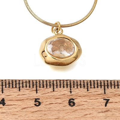 304 Stainless Steel Pave Cubic Zirconia Pendant Necklaces SA-CBADCF0-03G-04-1