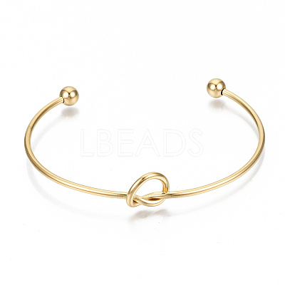 304 Stainless Steel Love Knot Cuff Bangle Making X-MAK-S073-001G-1