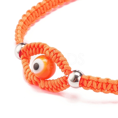Lampwork Evil Eye Braided Bead Bracelet BJEW-JB07857-01-1