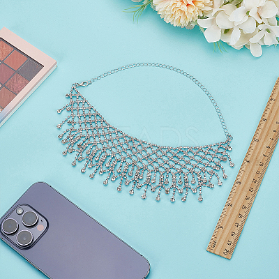 Crystal Rhinestone Bib Necklace NJEW-FG0001-01P-1