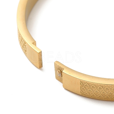 304 Stainless Steel Fan Textured Hinged Bangles for Women LS-BJEW-E099-04G-01-1