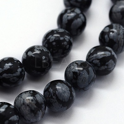 Natural Snowflake Obsidian Beads Strands G-I199-36-10mm-1