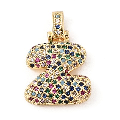 Brass Micro Pave Cubic Zirconia Pendants ZIRC-P121-01G-Z-1