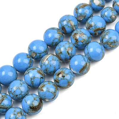 Synthetic Turquoise and Sea Shell Assembled Graduated Beads Strands GG-CBA2AE1-A07-E-1