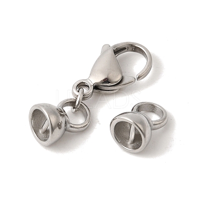 304 Stainless Steel Lobster Claw Clasps and Cord End High Polished STAS-B128-08P-02-1