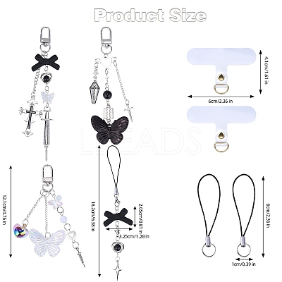 4Pcs Alloy Mobile Strap Sets DIY-SZ0009-99-1