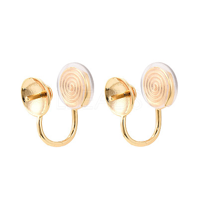 Brass Micro Pave Cubic Zirconia Clip-on Earring Findings KK-N261-122A-G-1